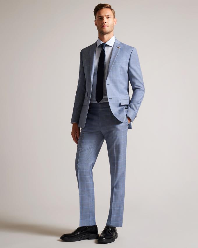 Veste Ted Baker Wool Check Suit Bleu Homme | CEM-54014852